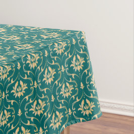  Gold Damask op Royal Blauwgroen Tafelkleed