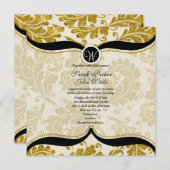 Gold Damask Paisley Wedding Invite Kaart (Voorkant / Achterkant)