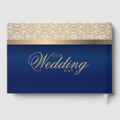 Gold Damask Pattern en Navy Blue Gastenboek (Achterkant)
