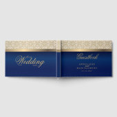 Gold Damask Pattern en Navy Blue Gastenboek (Volledig)