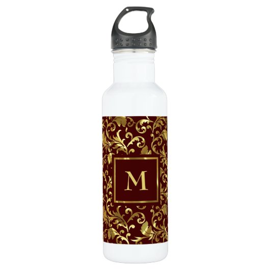 Gold Damask Pattern Waterfles (Voorkant)