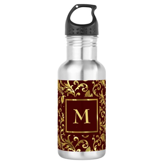 Gold Damask Pattern Waterfles (Voorkant)