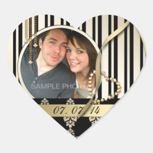 Gold Damask Photo Enregistrer la date Étiquette fo