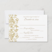 Gold Damask-respons RSVP Kaartje (Voorkant)