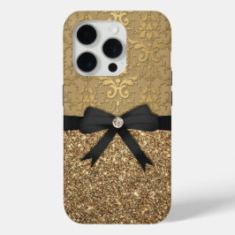 Gold Damask, Ribbon & Glitter iPhone 15 Pro Case