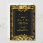 Gold Damask & Rose Invitation du 50e anniversaire (Dos)