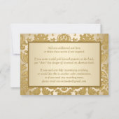 Gold Damask, Scroll 50th Jubileum Reply Card RSVP Kaartje (Achterkant)