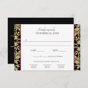Gold Damask Simple Elegant Response Invitation