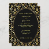 Gold Damask Style Wedding Invitations (Devant / Derrière)