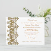 Gold Damask & White Graduation Faire-part (Debout devant)