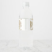 Gold Damask White Script Wedding Elegant Waterfles Etiket (Achterkant)