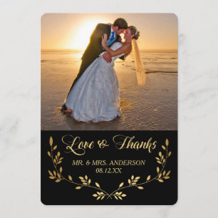 Gold Damask Wreath Photo Weddenschap Hartelijk dan Bedankkaart