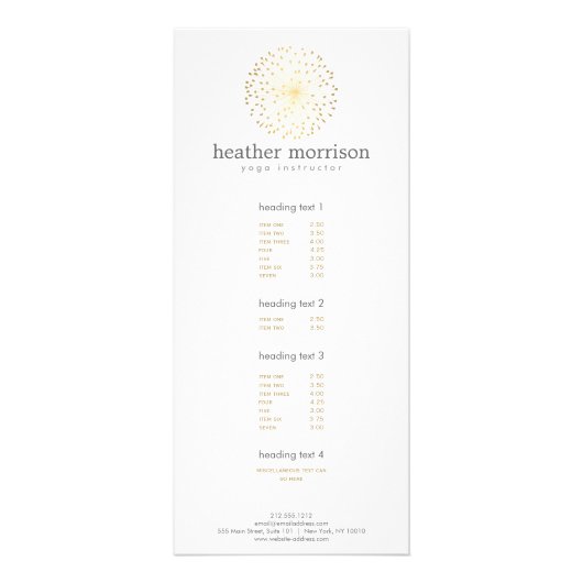 GOLD DANDELION STARBURST LOGO op WITTE Reclamekaart (Voorkant)