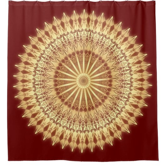 Gold Dark Red Mandala Douchegordijn (Voorkant)