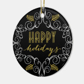 Gold Deco Festive Foliage Holiday Foto Keramisch Ornament (Links)