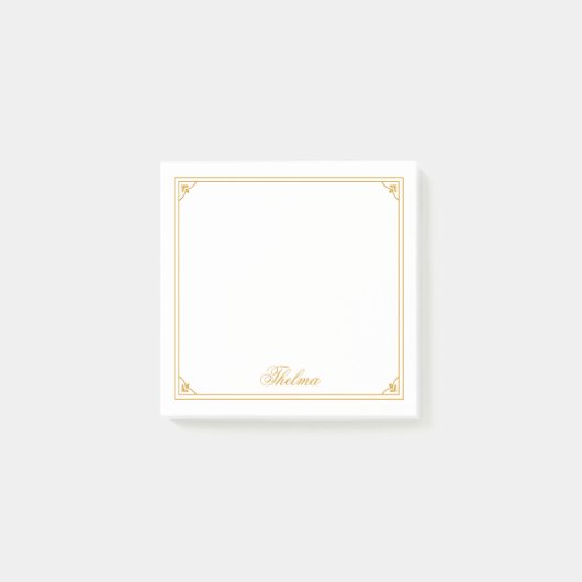 Gold Decorative Border Script Post it Notes (Voorkant)