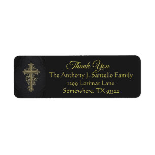 Gold Decorative Cross Bedankt Etiket