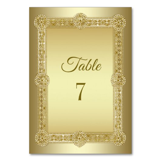 Gold Decorative Wedding Table Number Kaart (Voorkant)