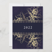 Gold Deep Blue Celebration Nouvel An Invitation (Dos)