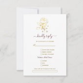 Gold Deep Burgundy Simple Song Request Wedding  RSVP Kaartje (Voorkant)