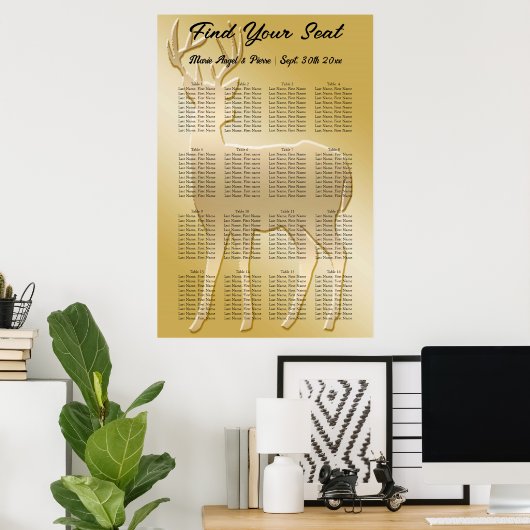 Gold Deer 16 tables Tableau de siège (Bureau à domicile)