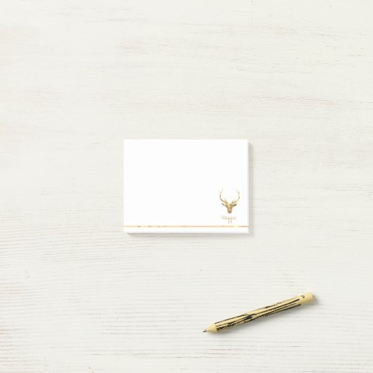 Gold Deer Head Post-it® Notes (Op bureau)