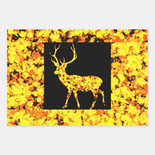Gold Deer Splattered Paint Inpakpapier Vel (Voorkant 3)
