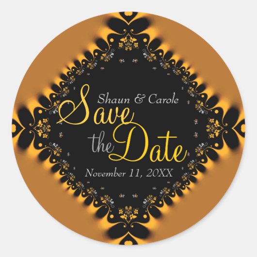 Gold Delicate Lace Save the Date Sticker (Voorkant)