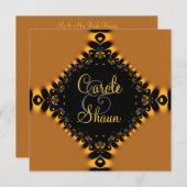 Gold Delicate Lace Wedding Uitnodiging (Voorkant / Achterkant)