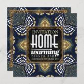 Gold Denim Home Warming Dinner Party Uitnodiging (Voorkant / Achterkant)