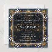 Gold Denim Home Warming Dinner Party Uitnodiging (Achterkant)