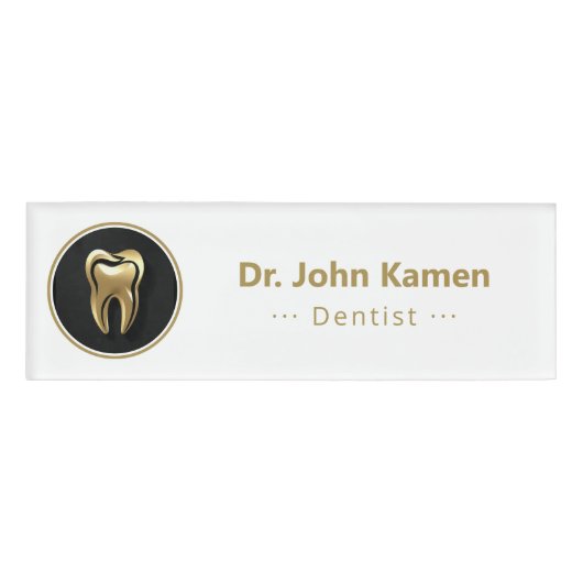 Gold Dentist | Lucky Teeth Naambadge (Voorkant)
