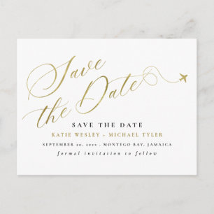 Gold Destination Wedding Save the Date Aankondigingskaart