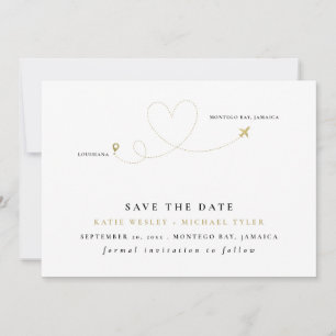 Gold Destination Wedding Save the Date Kaart