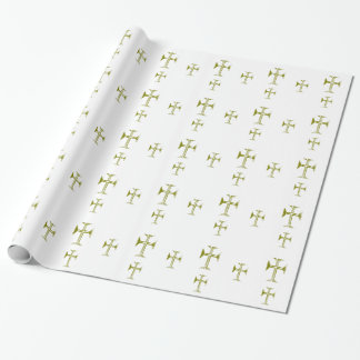 Gold Destroyed-look Byzantine Cross Cadeaupapier