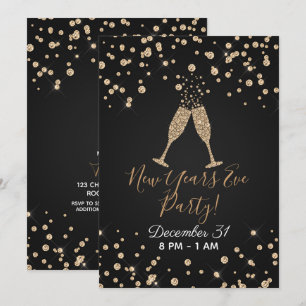 Gold Diamond Champagne Toast Moderne New Jaren Eve Kaart