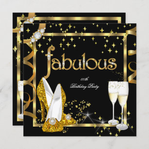 Gold Diamond Fabulous Glitter High Heels Party Kaart