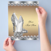 Gold Diamond Glitter High Hiel Shoe Flyer (Hand)