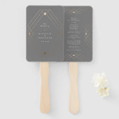 Gold Diamond Gray Geometric Deco Gatsby Wedding Handwaaier (Voorkant en achterkant)