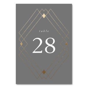 Gold Diamond Gray Geometric Deco Gatsby Wedding Kaart