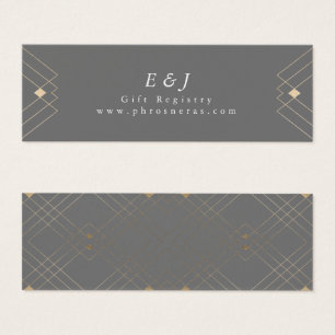 Gold Diamond Gray Geometric Deco Gatsby Wedding Mini Visitekaartjes