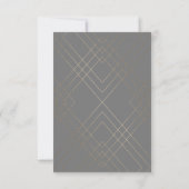Gold Diamond Gray Geometric Deco Gatsby Wedding RSVP Kaartje (Achterkant)