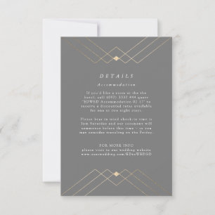 Gold Diamond Gray Geometric Deco Gatsby Wedding RSVP Kaartje
