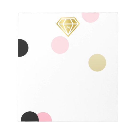 Gold Diamond & Large Pink Confetti Monogram Notitieblok (Voorkant)
