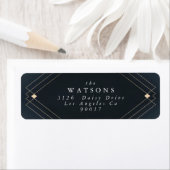 Gold Diamond Navy Geometric Deco Gatsby Wedding Etiket (Insitu)