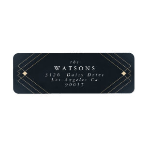 Gold Diamond Navy Geometric Deco Gatsby Wedding Etiket
