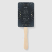 Gold Diamond Navy Geometric Deco Gatsby Wedding Handwaaier (Achterkant)