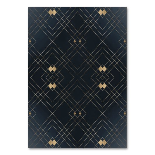 Gold Diamond Navy Geometric Deco Gatsby Wedding Kaart (Achterkant)