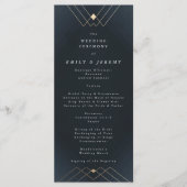 Gold Diamond Navy Geometric Deco Gatsby Wedding Programma (Voorkant)