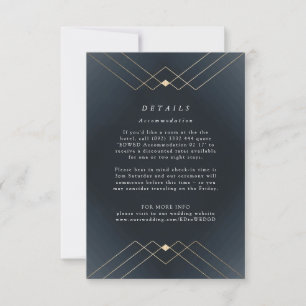 Gold Diamond Navy Geometric Deco Gatsby Wedding RSVP Kaartje